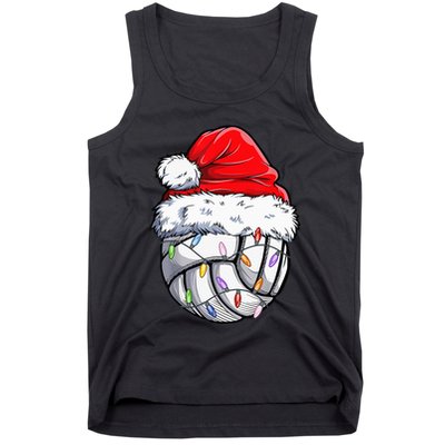 Funny Volleyball Christmas Santa Hat Gift Tank Top