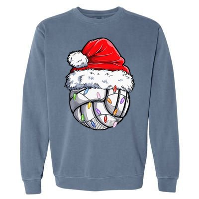 Funny Volleyball Christmas Santa Hat Gift Garment-Dyed Sweatshirt