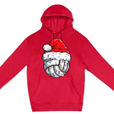 Funny Volleyball Christmas Santa Hat Gift Premium Pullover Hoodie