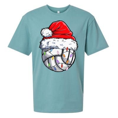 Funny Volleyball Christmas Santa Hat Gift Sueded Cloud Jersey T-Shirt