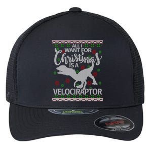 Funny Velociraptor Christmas Gift Dinosaur Christmas Cute Gift Flexfit Unipanel Trucker Cap