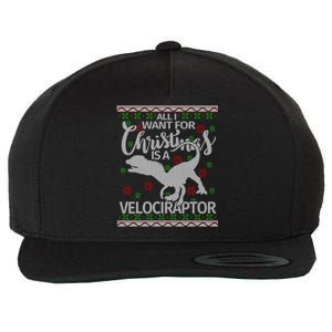 Funny Velociraptor Christmas Gift Dinosaur Christmas Cute Gift Wool Snapback Cap