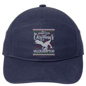 Funny Velociraptor Christmas Gift Dinosaur Christmas Cute Gift 7-Panel Snapback Hat