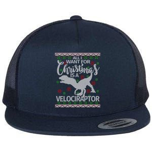 Funny Velociraptor Christmas Gift Dinosaur Christmas Cute Gift Flat Bill Trucker Hat