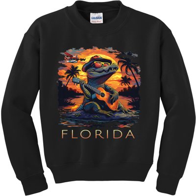 Florida Vacation Cute Alligator Kids Sweatshirt