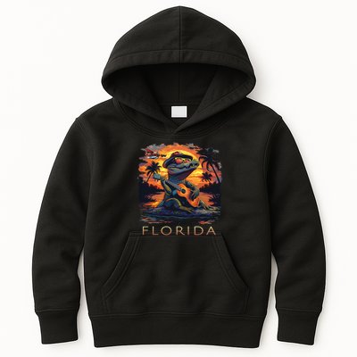 Florida Vacation Cute Alligator Kids Hoodie