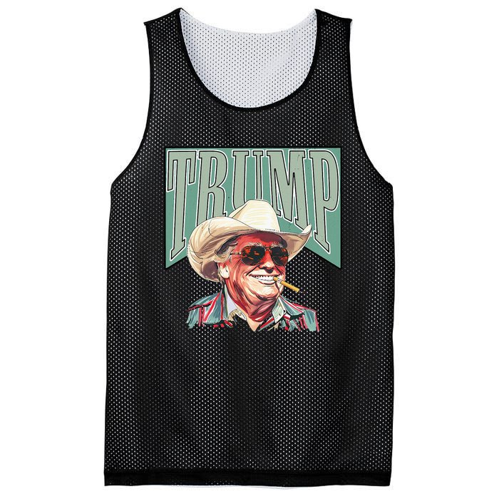 Funny Vintage Cowboy Western Daddy Donald Trump President Mesh Reversible Basketball Jersey Tank