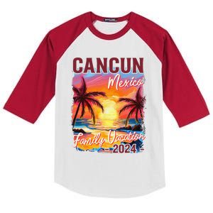 Family Vacation Cancun Mexico 2024 Summer Trip Matching Kids Colorblock Raglan Jersey