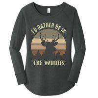 Funny Vintage Camper I'd Rather Be In The Woods Deer Hunting Women's Perfect Tri Tunic Long Sleeve Shirt