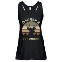 Funny Vintage Camper I'd Rather Be In The Woods Deer Hunting Ladies Essential Flowy Tank