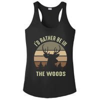 Funny Vintage Camper I'd Rather Be In The Woods Deer Hunting Ladies PosiCharge Competitor Racerback Tank