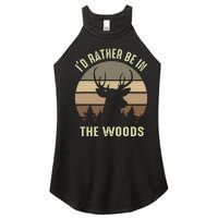 Funny Vintage Camper I'd Rather Be In The Woods Deer Hunting Women's Perfect Tri Rocker Tank