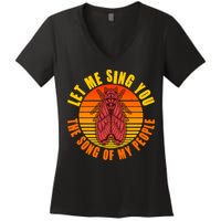 Funny Vintage Cicada Let Me Sing You The Song Of My People Women's V-Neck T-Shirt