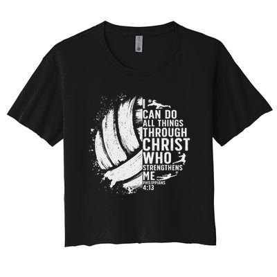 Funny Volleyball Christian Design For Men Women Boys Girls Crop Top