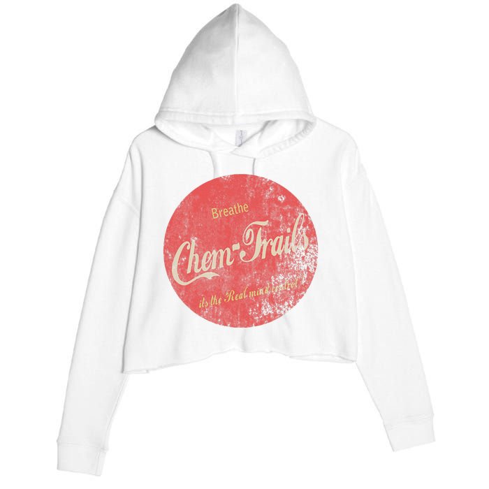 Funny Vintage Chemtrails Cola Aviation Pilots Crop Fleece Hoodie