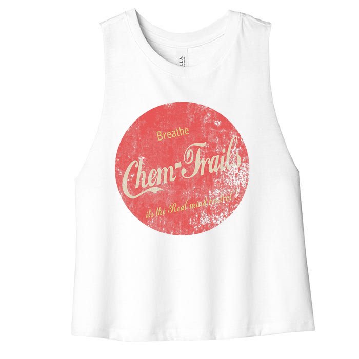 Funny Vintage Chemtrails Cola Aviation Pilots Women's Racerback Cropped Tank