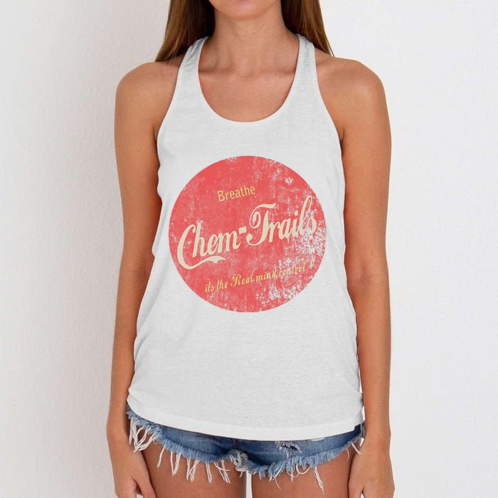 Funny Vintage Chemtrails Cola Aviation Pilots Women's Knotted Racerback Tank