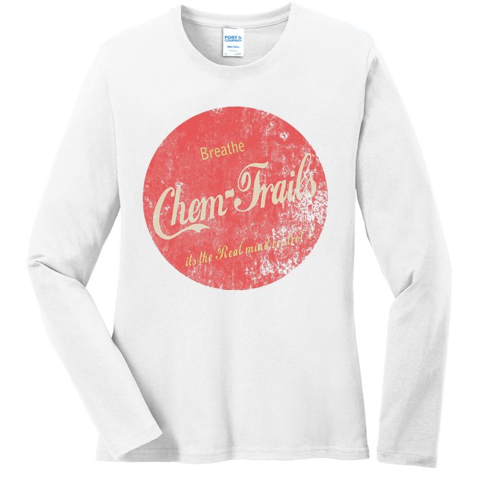 Funny Vintage Chemtrails Cola Aviation Pilots Ladies Long Sleeve Shirt