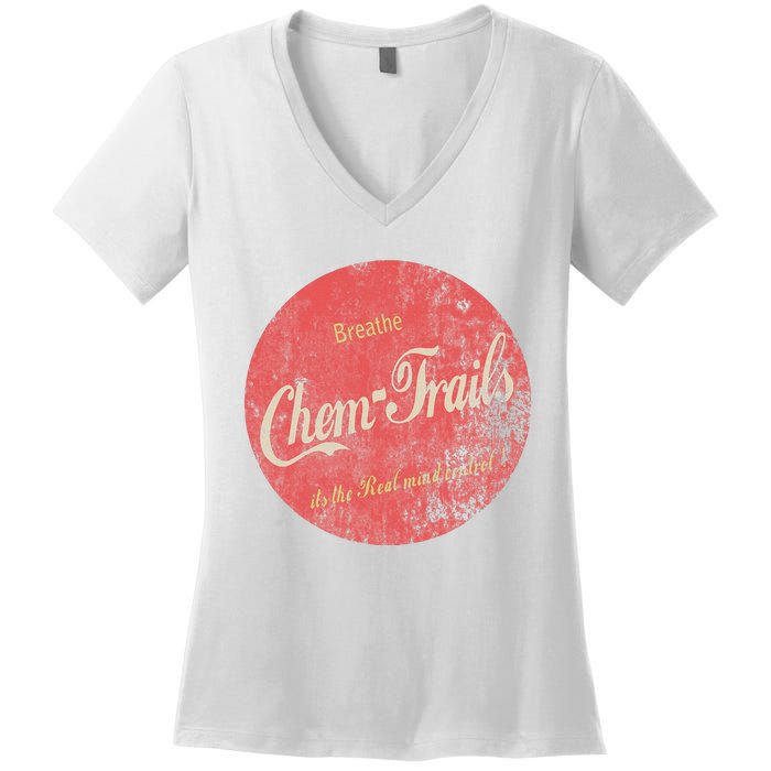 Funny Vintage Chemtrails Cola Aviation Pilots Women's V-Neck T-Shirt