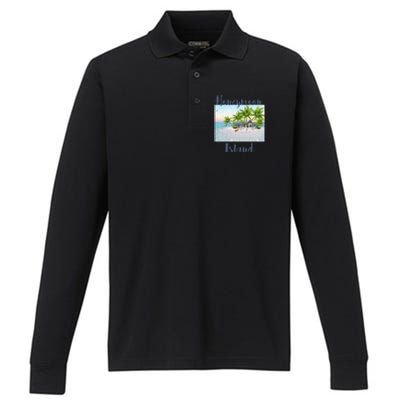 Florida Vacation Cottage House Honeymoon Island Beach Meaningful Gift Performance Long Sleeve Polo