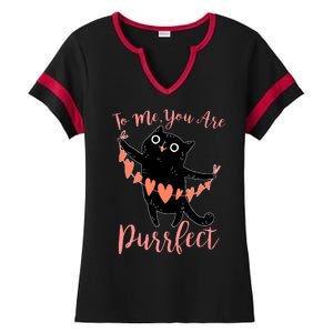 Funny Valentine Cat To Me You Are Purrfect Ladies Halftime Notch Neck Tee