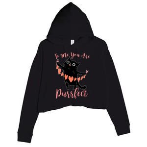 Funny Valentine Cat To Me You Are Purrfect Crop Fleece Hoodie