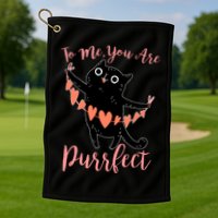 Funny Valentine Cat To Me You Are Purrfect Golf Towel