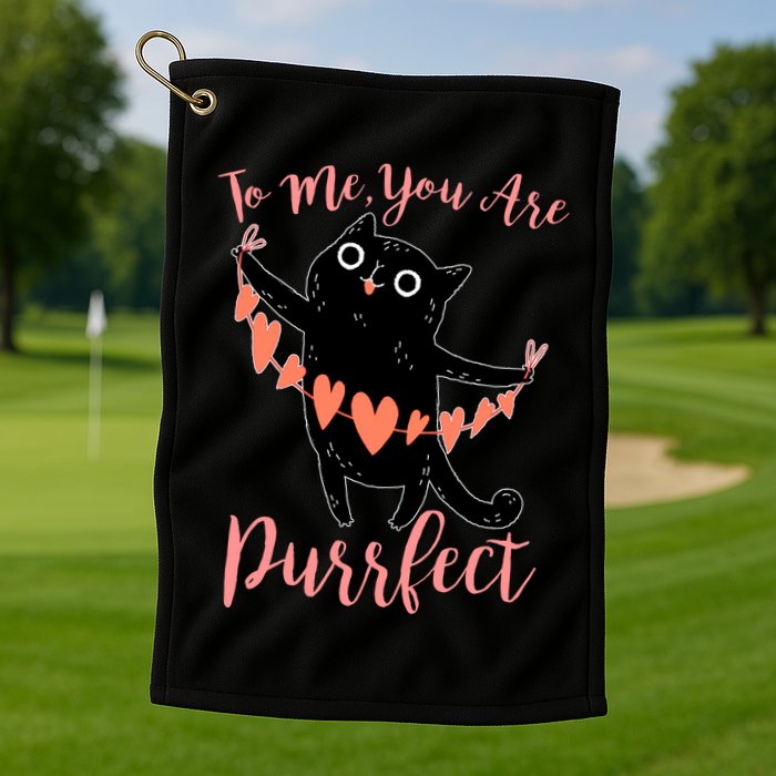Funny Valentine Cat To Me You Are Purrfect Golf Towel
