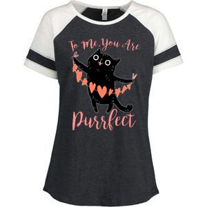 Funny Valentine Cat To Me You Are Purrfect Enza Ladies Jersey Colorblock Tee