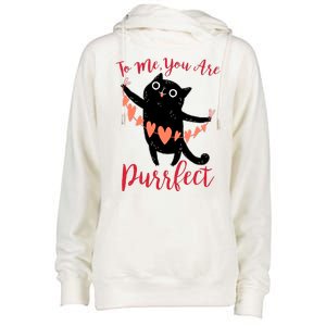 Funny Valentine Cat To Me You Are Purrfect Womens Funnel Neck Pullover Hood