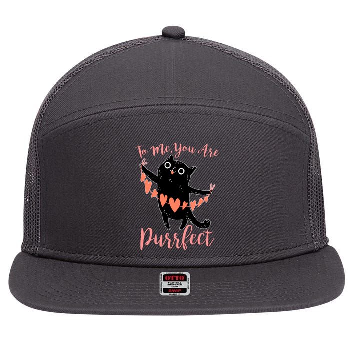 Funny Valentine Cat To Me You Are Purrfect 7 Panel Mesh Trucker Snapback Hat