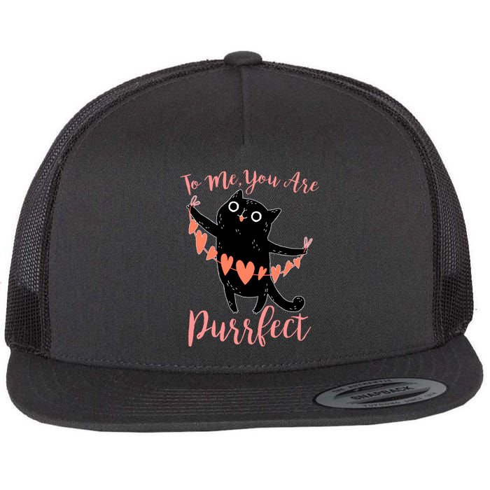 Funny Valentine Cat To Me You Are Purrfect Flat Bill Trucker Hat