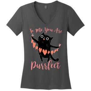 Funny Valentine Cat To Me You Are Purrfect Women's V-Neck T-Shirt