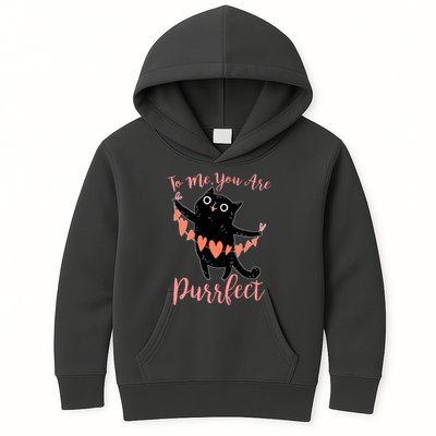 Funny Valentine Cat To Me You Are Purrfect Kids Hoodie