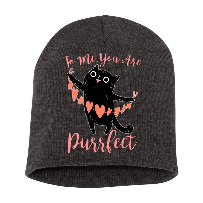 Funny Valentine Cat To Me You Are Purrfect Short Acrylic Beanie