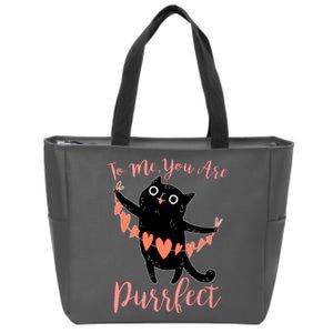 Funny Valentine Cat To Me You Are Purrfect Zip Tote Bag