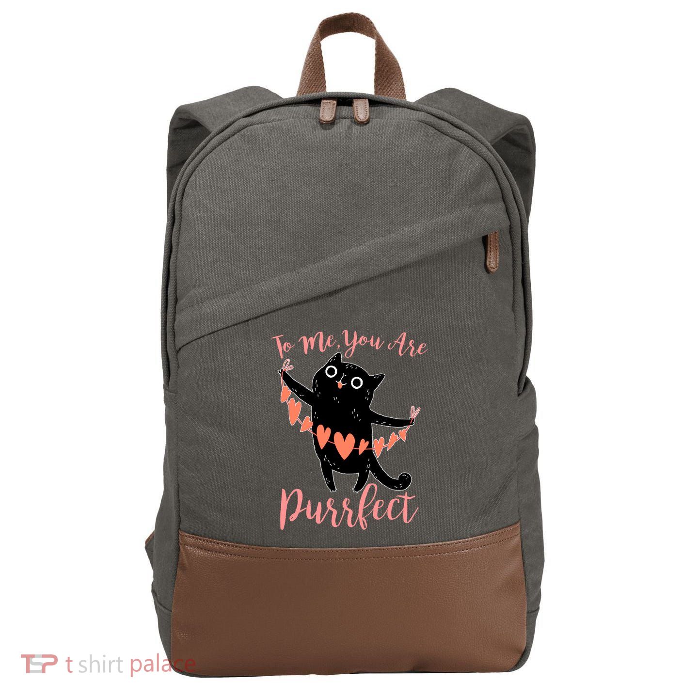 Funny Valentine Cat To Me You Are Purrfect Cotton Canvas Backpack