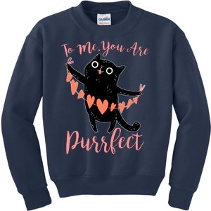 Funny Valentine Cat To Me You Are Purrfect Kids Sweatshirt