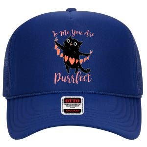 Funny Valentine Cat To Me You Are Purrfect High Crown Mesh Back Trucker Hat