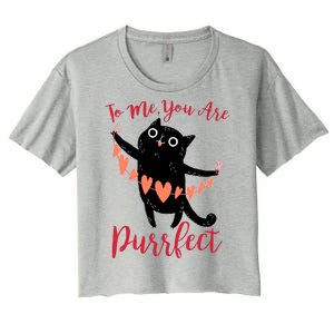 Funny Valentine Cat To Me You Are Purrfect Women's Crop Top Tee