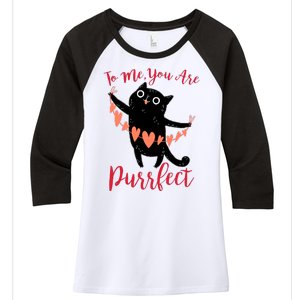 Funny Valentine Cat To Me You Are Purrfect Women's Tri-Blend 3/4-Sleeve Raglan Shirt