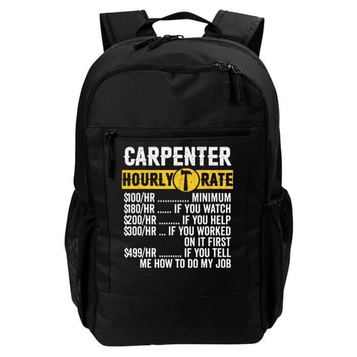 Funny Vintage Carpenter Apparel Woodworking Hourly Rate Daily Commute Backpack