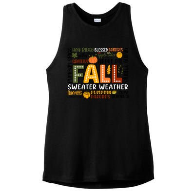 Fall Vibes Cozy Season Flannels Pumpkins Ladies PosiCharge Tri-Blend Wicking Tank