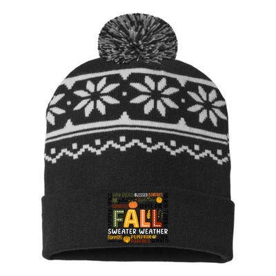 Fall Vibes Cozy Season Flannels Pumpkins USA-Made Snowflake Beanie