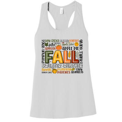 Fall Vibes Cozy Season Flannels Pumpkins Women's Racerback Tank