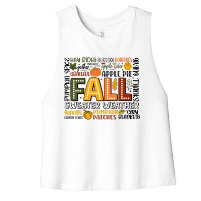 Fall Vibes Cozy Season Flannels Pumpkins Women's Racerback Cropped Tank