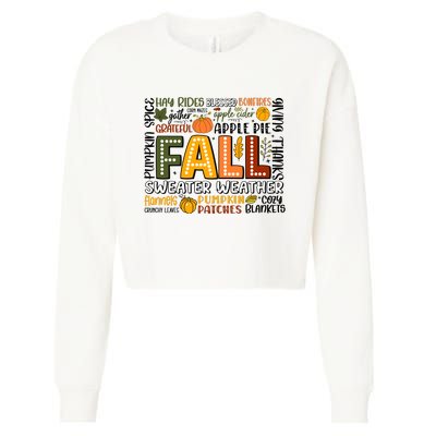 Fall Vibes Cozy Season Flannels Pumpkins Cropped Pullover Crew