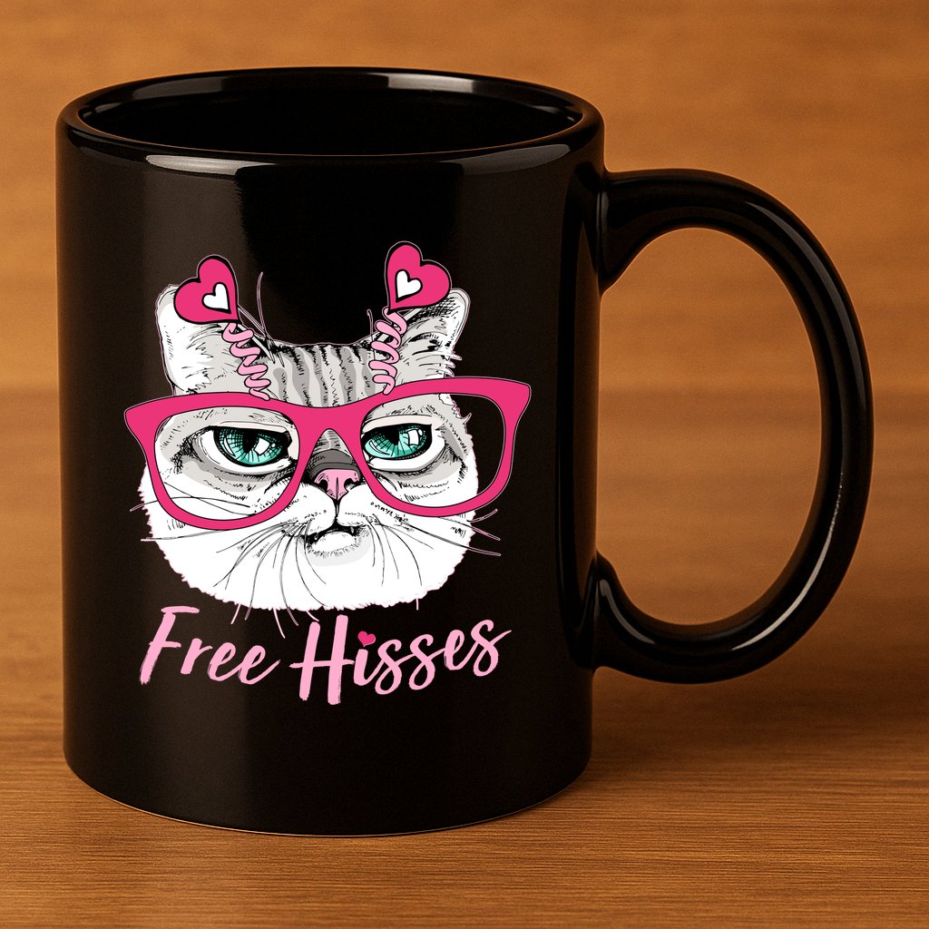 Funny Valentine Cat Free Hisses 11oz C Handle Ceramic Mug
