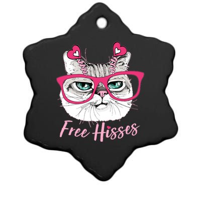 Funny Valentine Cat Free Hisses Ceramic Star Ornament