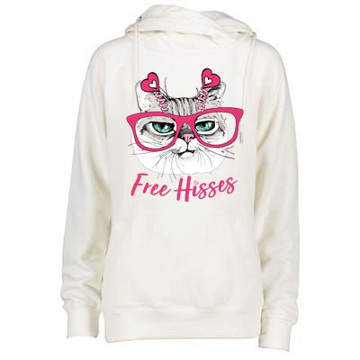 Funny Valentine Cat Free Hisses Womens Funnel Neck Pullover Hood